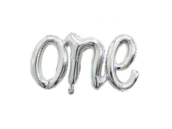 Gümüş One Yazı Folyo Balon107x50 cm - Parti Sürprizi