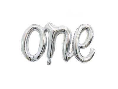 Gümüş One Yazı Folyo Balon107x50 cm - 1
