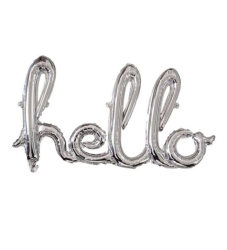 Gümüş Renk Hello El Yazı Şekilli Folyo Balon 1 Adet - Parti Sürprizi