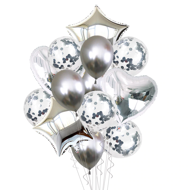 Gümüş Yıldız folyo Balon Demeti - 1