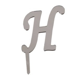 H Harf Aynalı Gümüş Pleksi 7 cm - Parti Sürprizi
