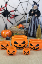 Halloween Balkabağı Şekilli Kova 5 Adet - Parti Sürprizi