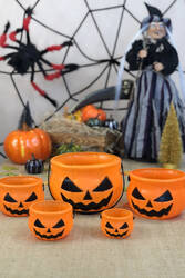 Halloween Balkabağı Şekilli Kova 5 Adet - 1