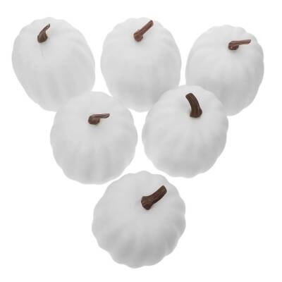 Halloween Cadılar Bayramı Beyaz Mini Balkabağı 5X4 cm 6 Adet - 1