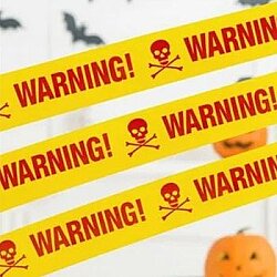 Halloween Cadılar Bayramı Sarı Üzeri Kırmızı Warnıng Uyarı Bandı - Parti Sürprizi