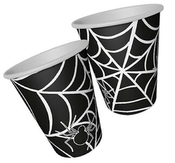 Halloween Örümcek Ağı Siyah Bardak 8 Adet - Parti Sürprizi