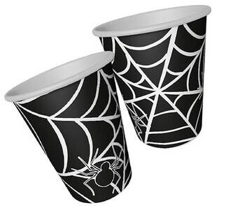 Halloween Örümcek Ağı Siyah Bardak 8 Adet - 1