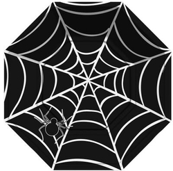 Halloween Örümcek Ağı Siyah Tabak 8 Adet - Parti Sürprizi