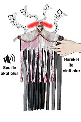 Halloween Zincirli Çığlık Atan İskelet Dekor Süs 1 Adet - 2