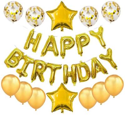 Happy Birthday Altın Folyo Balon Set - 1