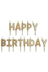 Happy Birthday Altın Renk Harf Mum - Parti Sürprizi
