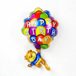 Happy Birthday Balonlu Ayıcık Folyo Balon - 1