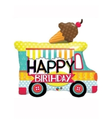 Happy Birthday Dondurma Arabası Folyo Balon 1 Adet - Parti Sürprizi