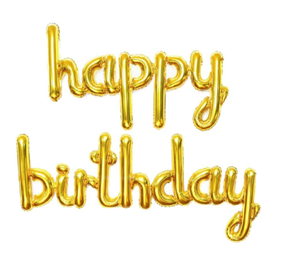 Happy Birthday El Yazısı Altın Renk Folyo Balon - 1