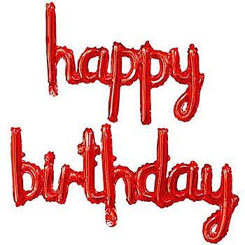 Happy Birthday El Yazısı Kırmızı Renk Folyo Balon - 1