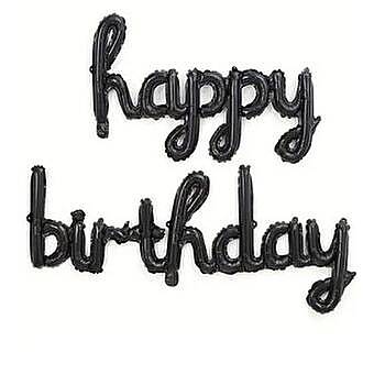 Happy Birthday El Yazısı Siyah Renk Folyo Balon - 1