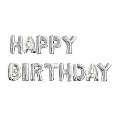 Happy Birthday Gümüş Harfler Folyo Balon - 1