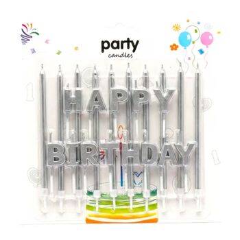 Happy Birthday Gümüş Mum Set - 1