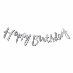 Happy Birthday Gümüş Renk Metalik Harf Afiş - 1