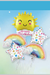 Happy Birthday Güneş Gökkuşağı Folyo Balon Set - Parti Sürprizi