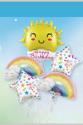 Happy Birthday Güneş Gökkuşağı Folyo Balon Set