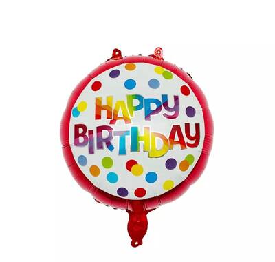 Happy Birthday Kırmızı Puanlı Folyo Balon - 1
