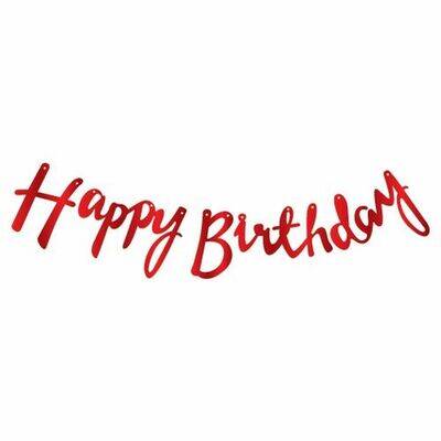Happy Birthday Kırmızı Metalik Harf Afiş - 1