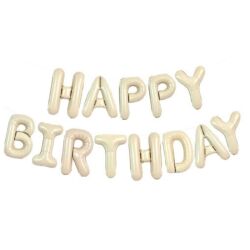 Happy Birthday Krem Harf Folyo Balon Set - Parti Sürprizi