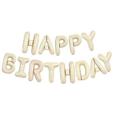 Happy Birthday Krem Harf Folyo Balon Set - 1