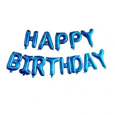 Happy Birthday Mavi Harf Folyo Balon Set - 1
