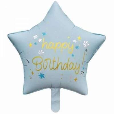 Happy Birthday Mavi Yıldız Folyo Balon - 1