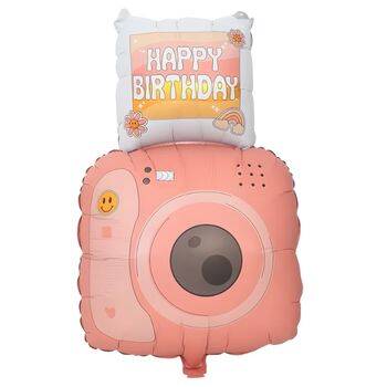 Happy Birthday Pembe Fotoğraf Makinesi Şekilli Folyo Balon - 1