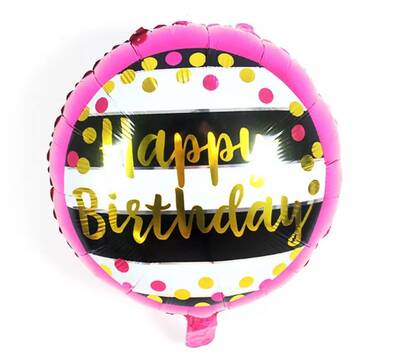 Happy Birthday Pembe Puanlı Folyo Balon 