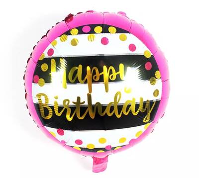 Happy Birthday Pembe Puanlı Folyo Balon - 1