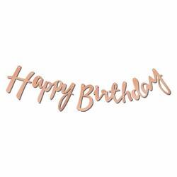 Happy Birthday Rose Gold Metalik Harf Afiş - 1