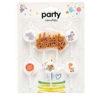 Happy Birthday Safari Hayvanları 5 li Mum - 1