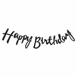 Happy Birthday Siyah Metalik Harf Afiş