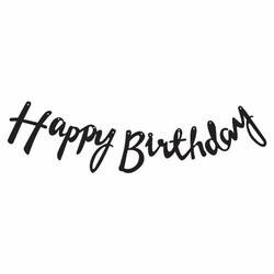 Happy Birthday Siyah Metalik Harf Afiş - 1