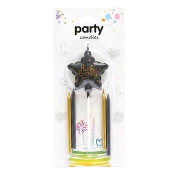 Happy Birthday Siyah Yıldız Mum Set - 1