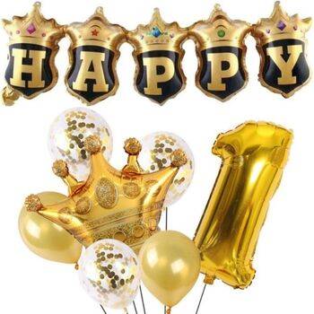 Happy Yazılı Gold Konfetili 1 den 9 Rakam Balon Set - 2