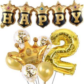 Happy Yazılı Gold Konfetili 1 den 9 Rakam Balon Set - 3