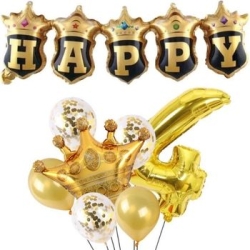 Happy Yazılı Gold Konfetili 1 den 9 Rakam Balon Set - 5