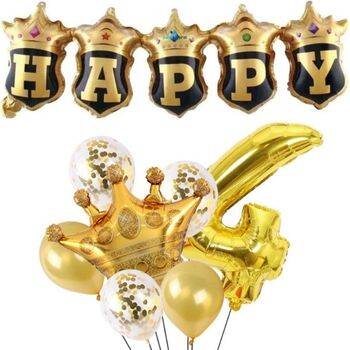 Happy Yazılı Gold Konfetili 1 den 9 Rakam Balon Set - 5