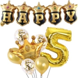 Happy Yazılı Gold Konfetili 1 den 9 Rakam Balon Set - 6