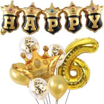 Happy Yazılı Gold Konfetili 1 den 9 Rakam Balon Set - 7