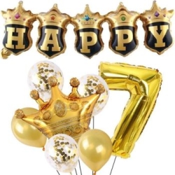 Happy Yazılı Gold Konfetili 1 den 9 Rakam Balon Set - 8