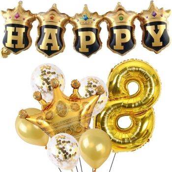 Happy Yazılı Gold Konfetili 1 den 9 Rakam Balon Set - 9