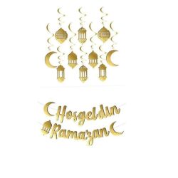 Hoş Geldin Ramazan Banner ve 3D Asmalı Süs Set - Parti Sürprizi