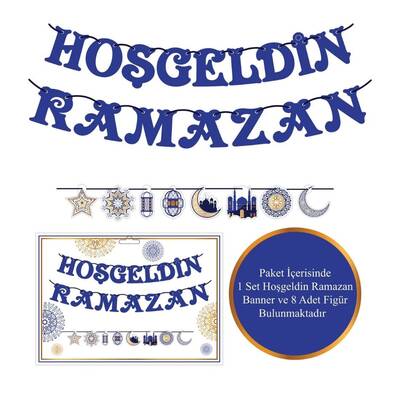 Hoş Geldin Ramazan Cami Hilal Dekoratif Banner Set - 1