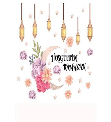 Hoş Geldin Ya Şehri Ramazan Çiçekli Sticker - 1